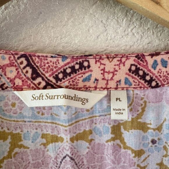 Soft Surroundings Kimono Topper Womens Large Petite Pink Boho Artsy 100% Modal - Picture 2 of 10